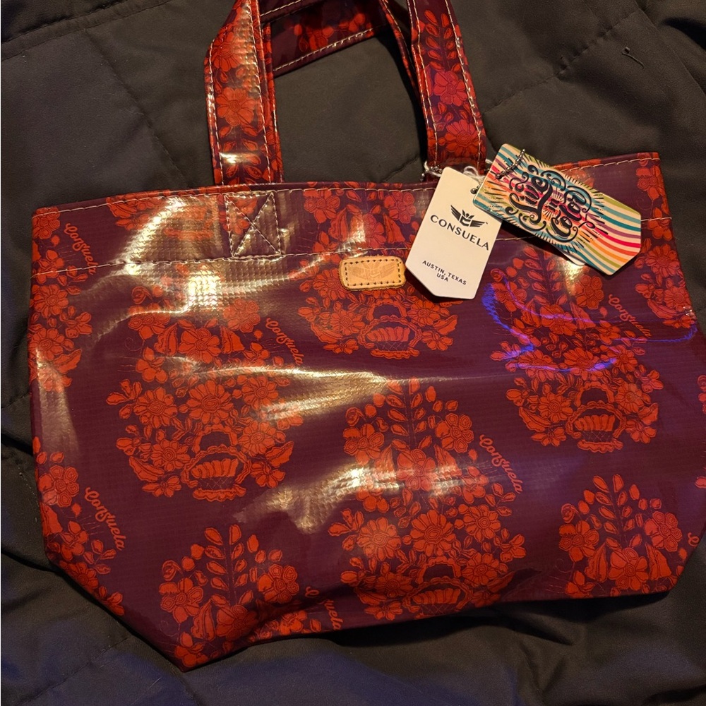 Consuela Red Floral Tote Bag